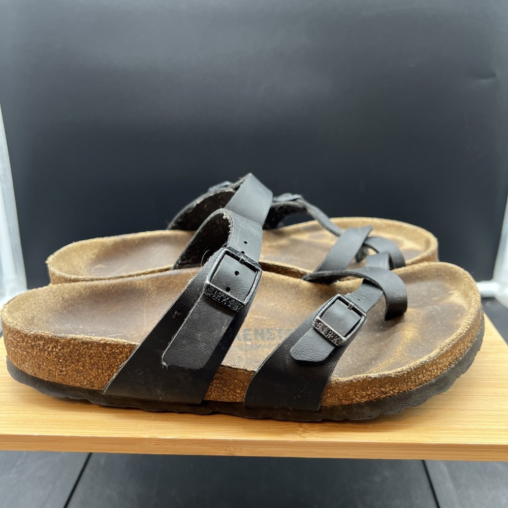 Birkenstock Womens Mayari Black Birko-Flor Toe Loop Sandals Size 37 US 6 Reg.